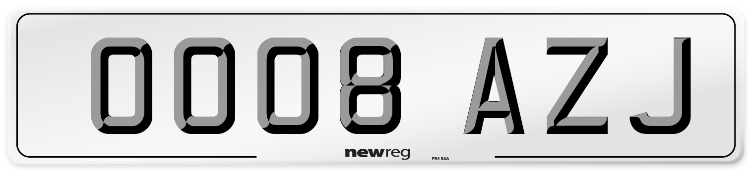 OO08 AZJ Number Plate from New Reg